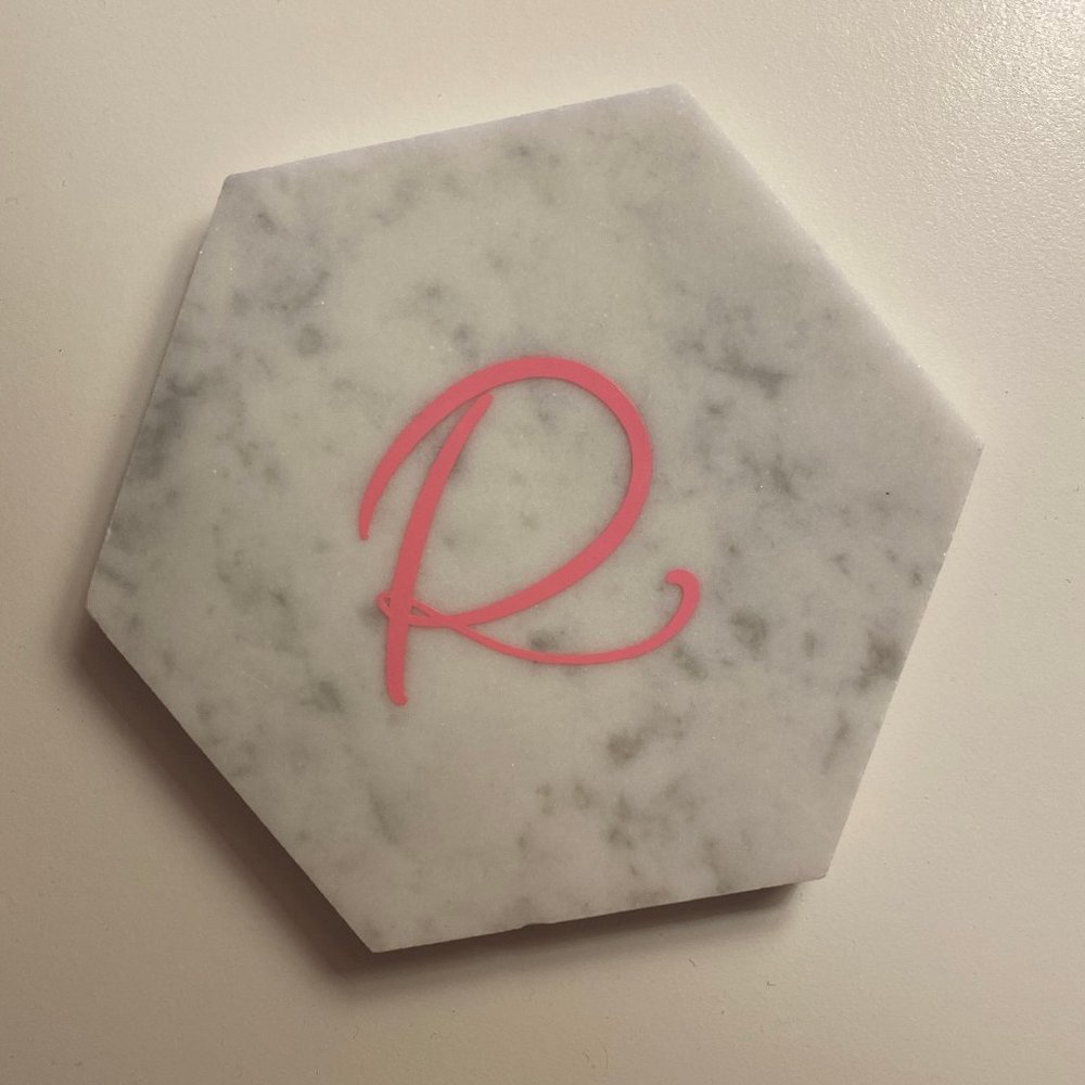 4" Hexagon Marble Coaster